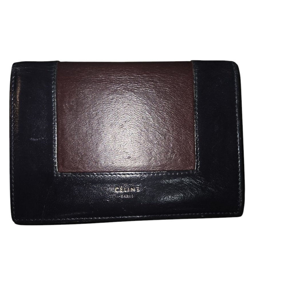 Celine Black and Brown Leather Wallet